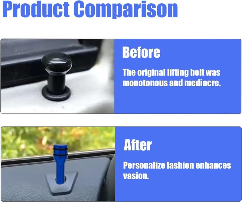 ZIMISI 4PCS Car Door Lock Knobs, 1.93" x 0.47" Safety Door Lock Cover, Aluminum Alloy Car Inner Door Pull Pins Replacement, Door Lift Bolt Decorative Accessory for Cars, SUVs, Trucks (Blue) - Image 3